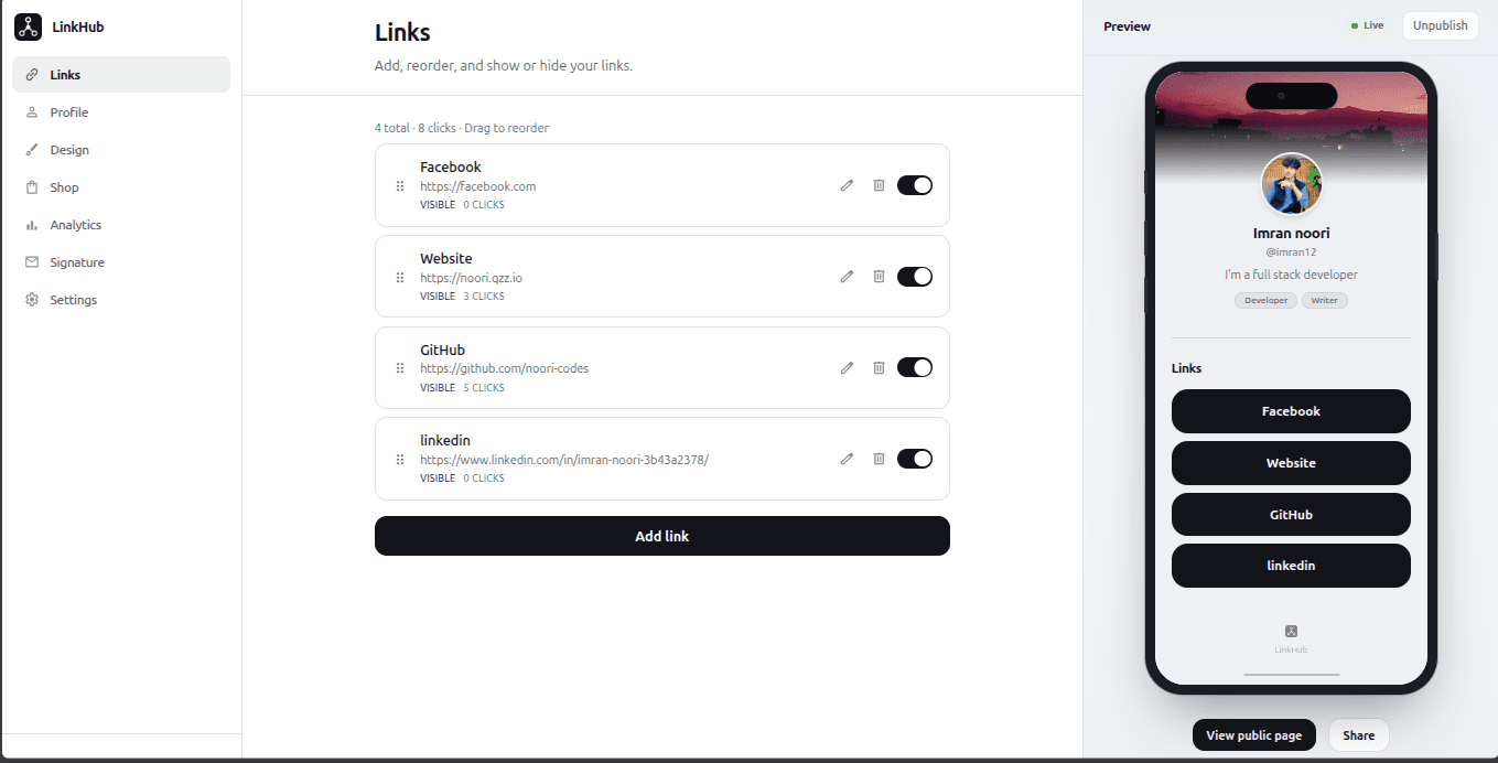 LinkHub screenshot